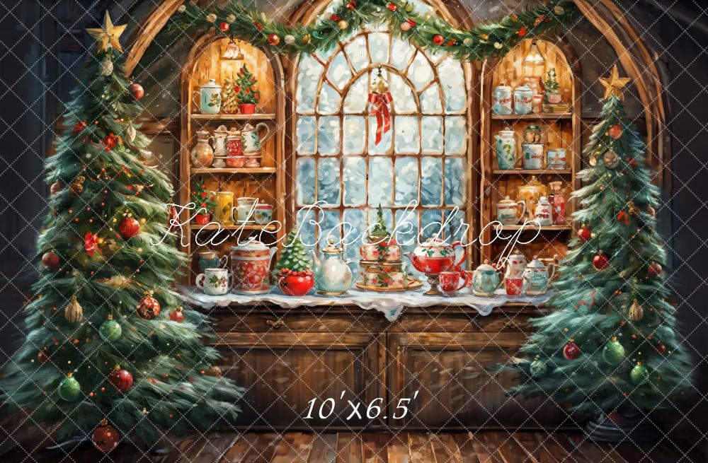 Kate Christmas Tree Watercolor Retro Kitchen Backdrop Designed by GQ -UK