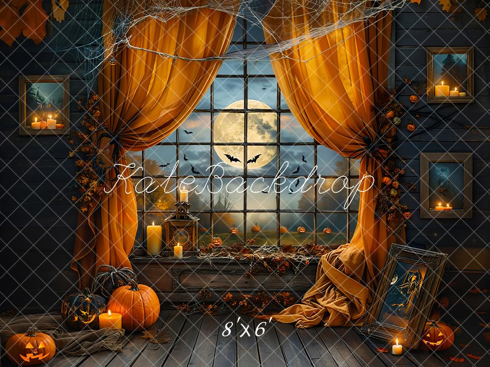 Kate Halloween Night Bat Curtain Window Backdrop Designed by Emetselch -UK