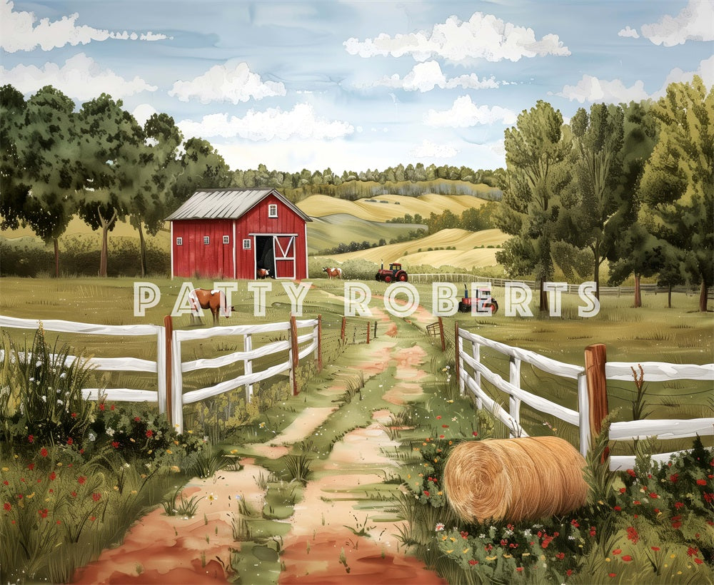 Kate Outdoor Forest Farm Red House Backdrop Designed by Patty Robert -UK