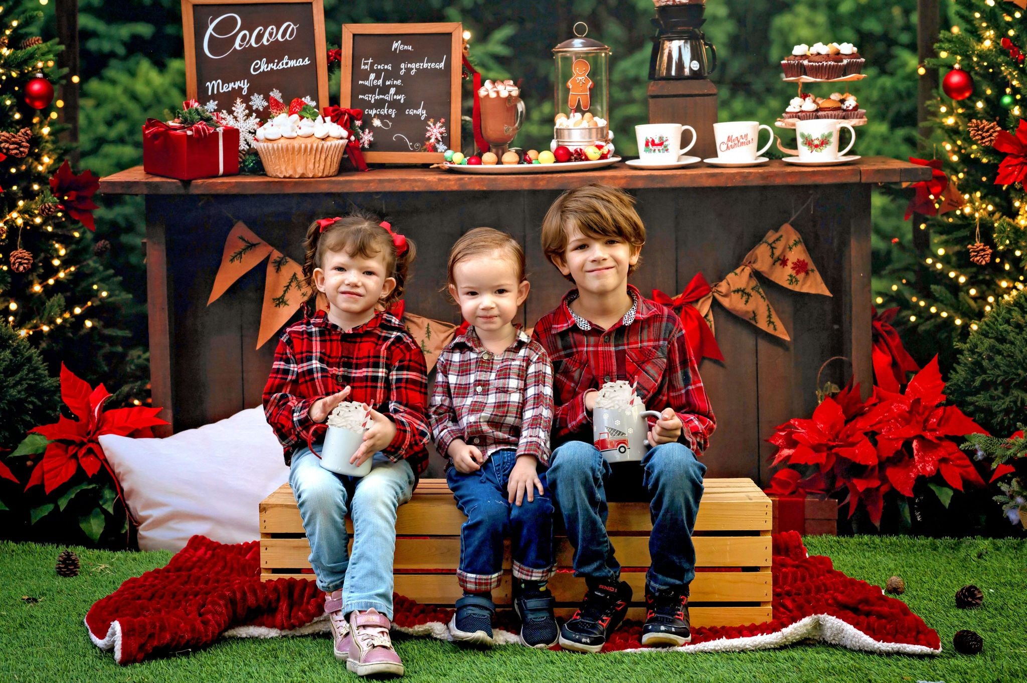 Lightning Deals Kate Christmas Forest Hot Cocoa Stand Backdrop Designed by Emetselch -UK