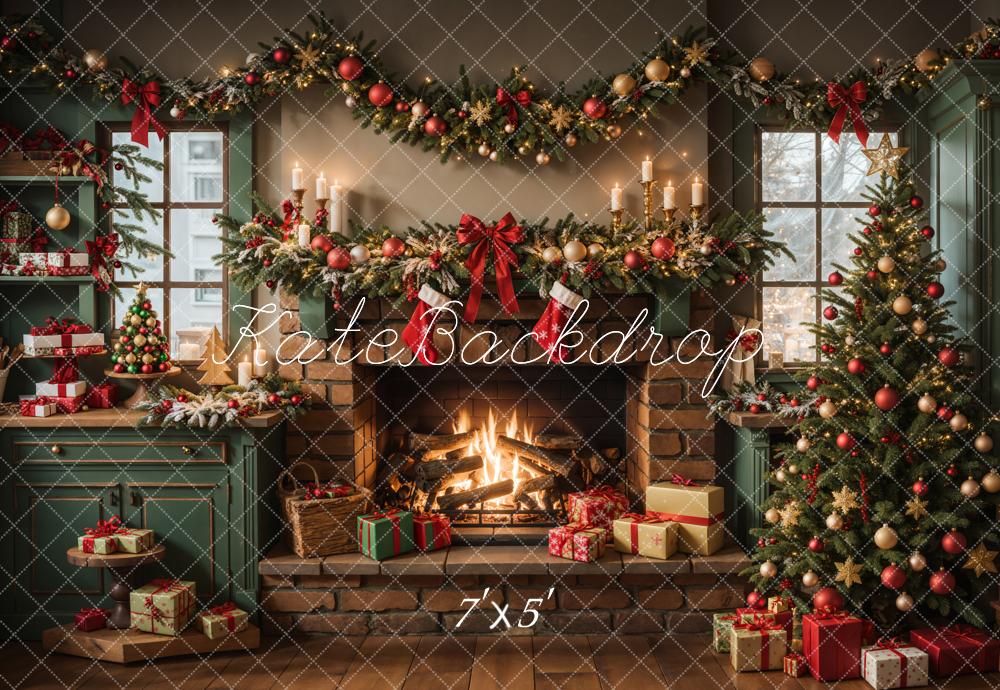 On Sale Kate Christmas Green Kitchen Fireplace Backdrop Designed by Emetselch -UK