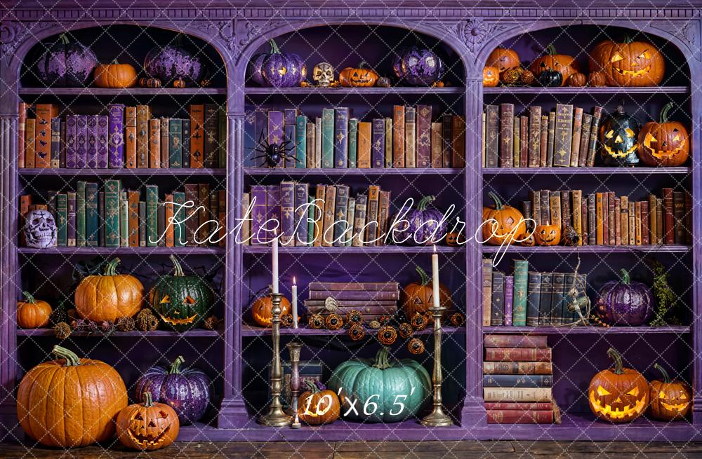 Kate Halloween Magic Purple Bookcase Backdrop Designed by Emetselch -UK