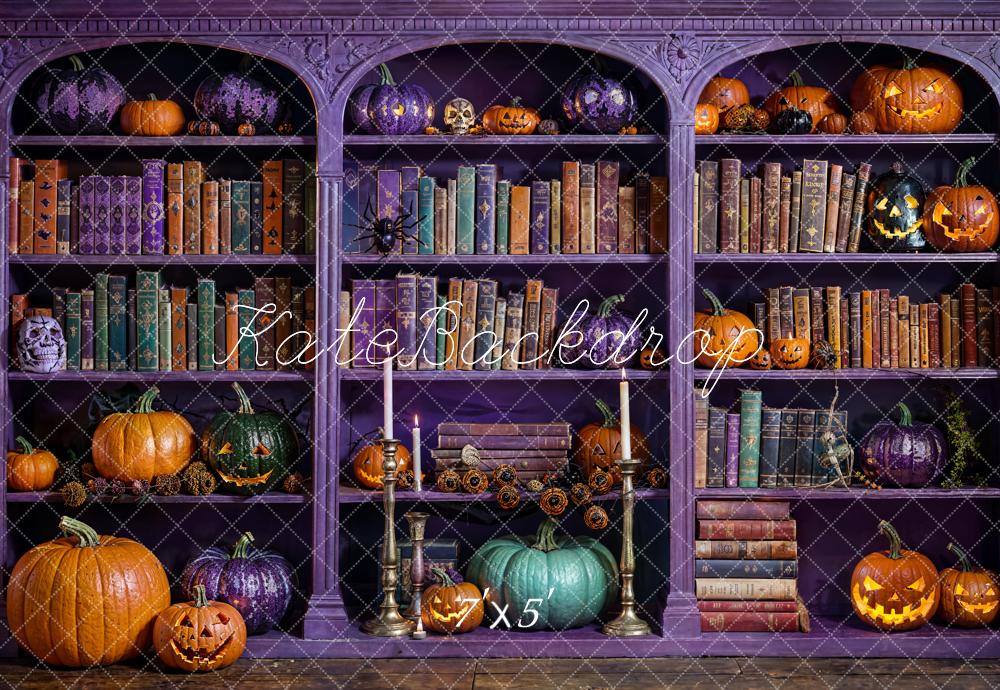 Kate Halloween Magic Purple Bookcase Backdrop Designed by Emetselch -UK