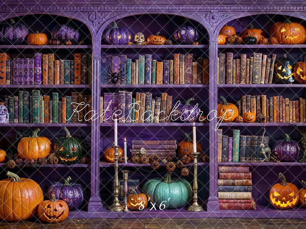 Kate Halloween Magic Purple Bookcase Backdrop Designed by Emetselch -UK