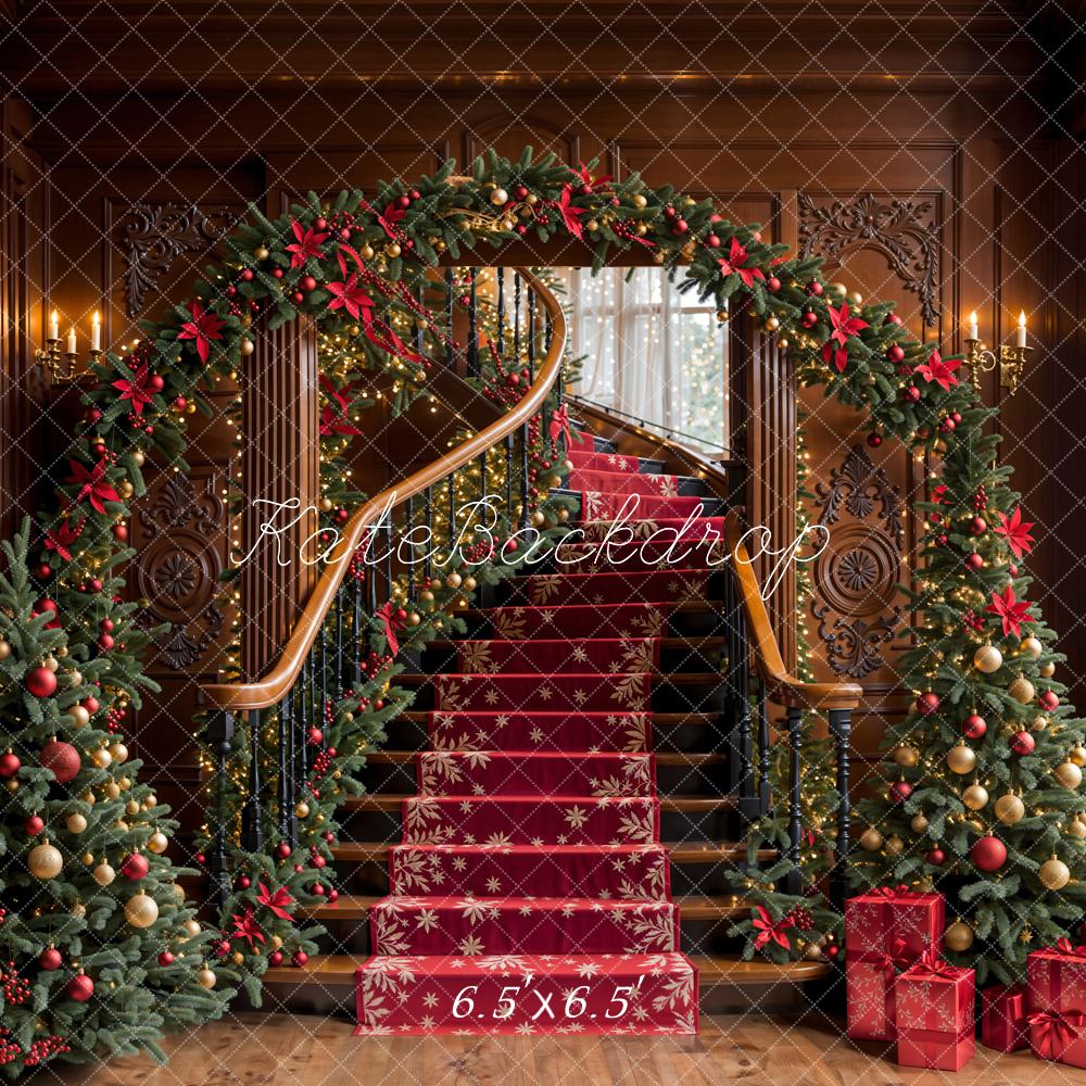 Lightning Deals Kate Christmas Tree Vintage Stairs Backdrop Designed by Emetselch -UK