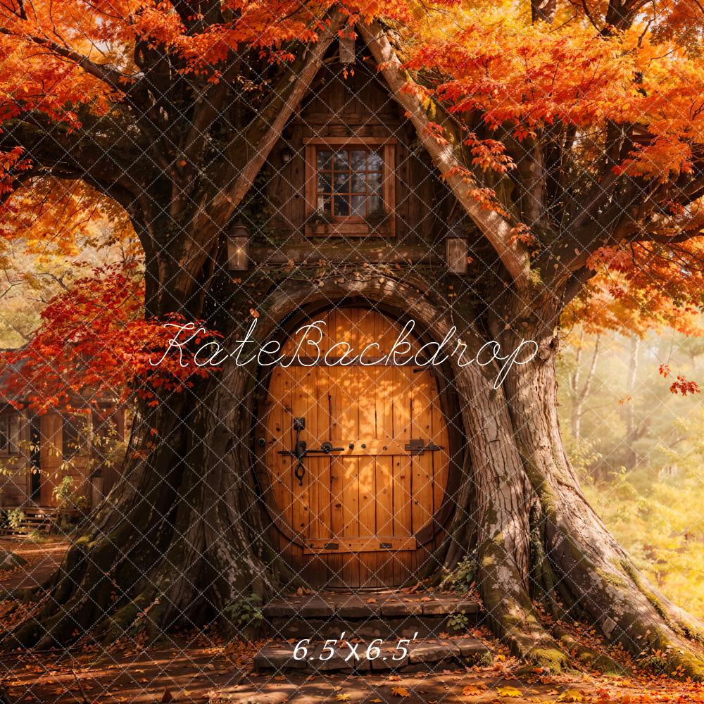 Kate Autumn Maple Leaves Treehouse Forest Backdrop Designed by Emetselch -UK
