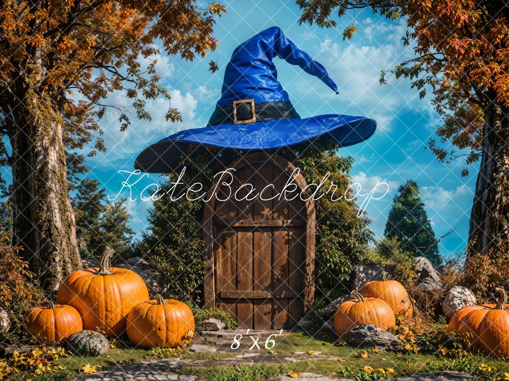 Kate Autumn Maple Tree Blue Magic Hat House Backdrop Designed by Emetselch -UK