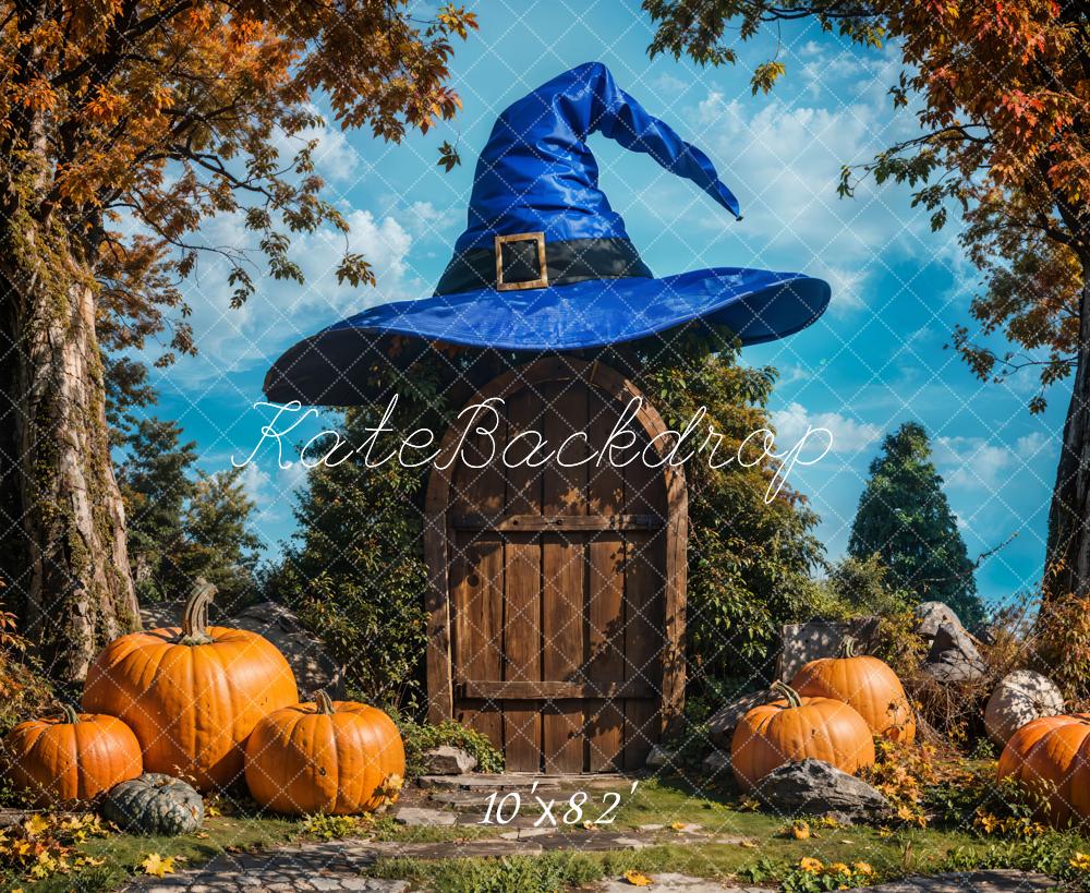 Kate Autumn Maple Tree Blue Magic Hat House Backdrop Designed by Emetselch -UK