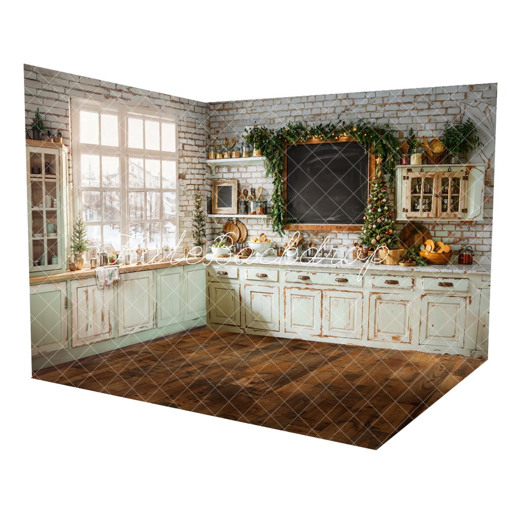 Kate Christmas Kitchen Vintage Cabinet Chalkboard Room Set -UK