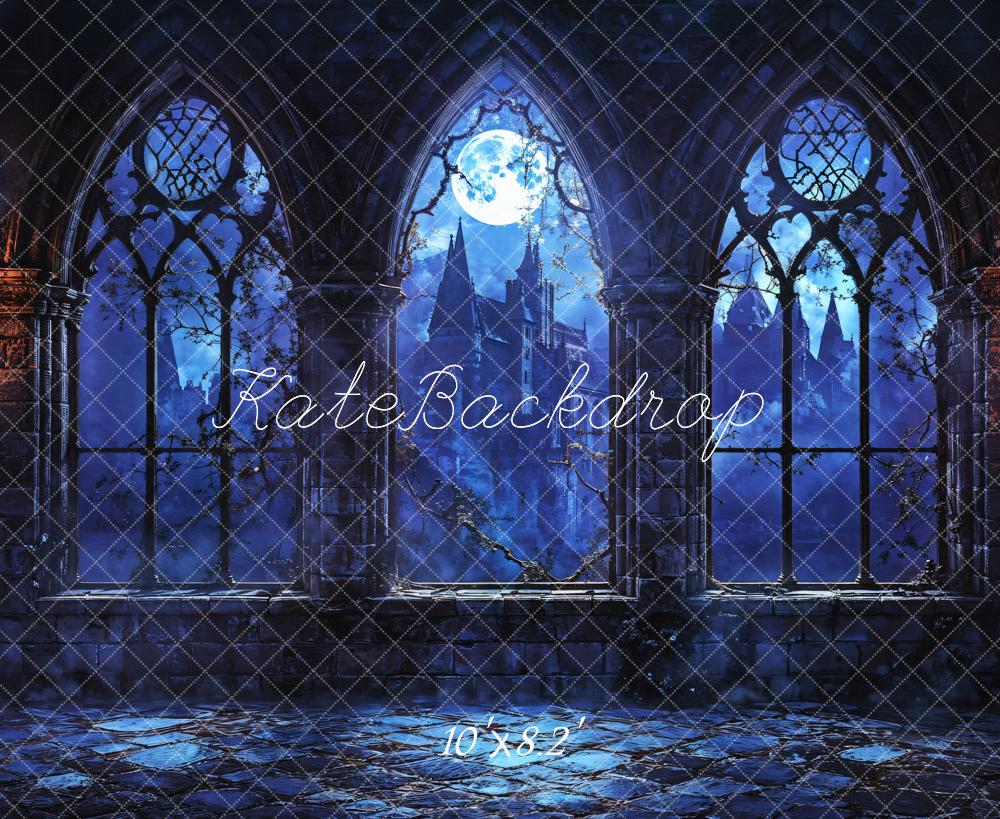Kate Halloween Vintage Castle Midnight Backdrop Designed by Emetselch -UK