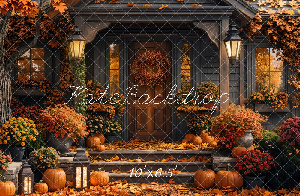 Kate Autumn Maple Leaf Cabin Backdrop Designed by Emetselch -UK