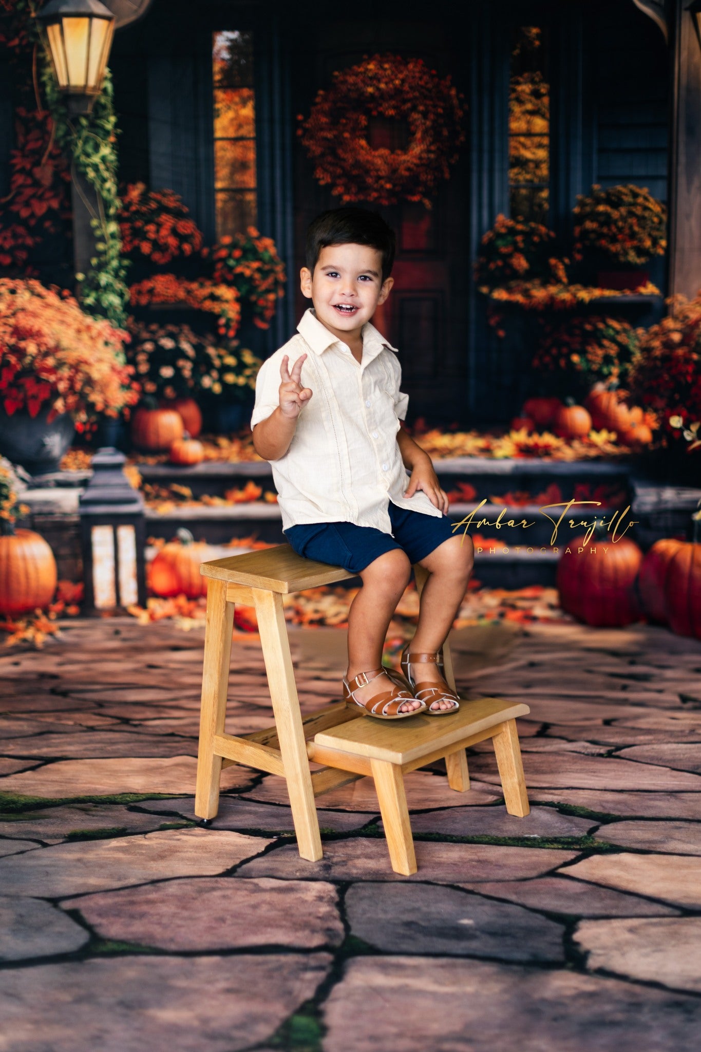 Kate Autumn Maple Leaf Cabin Backdrop Designed by Emetselch -UK