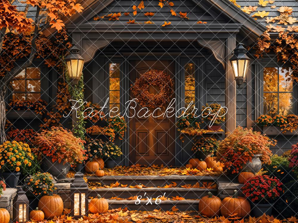 Kate Autumn Maple Leaf Cabin Backdrop Designed by Emetselch -UK
