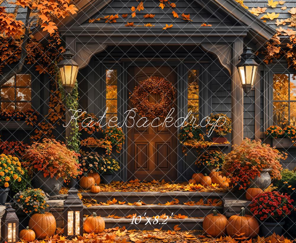Kate Autumn Maple Leaf Cabin Backdrop Designed by Emetselch -UK