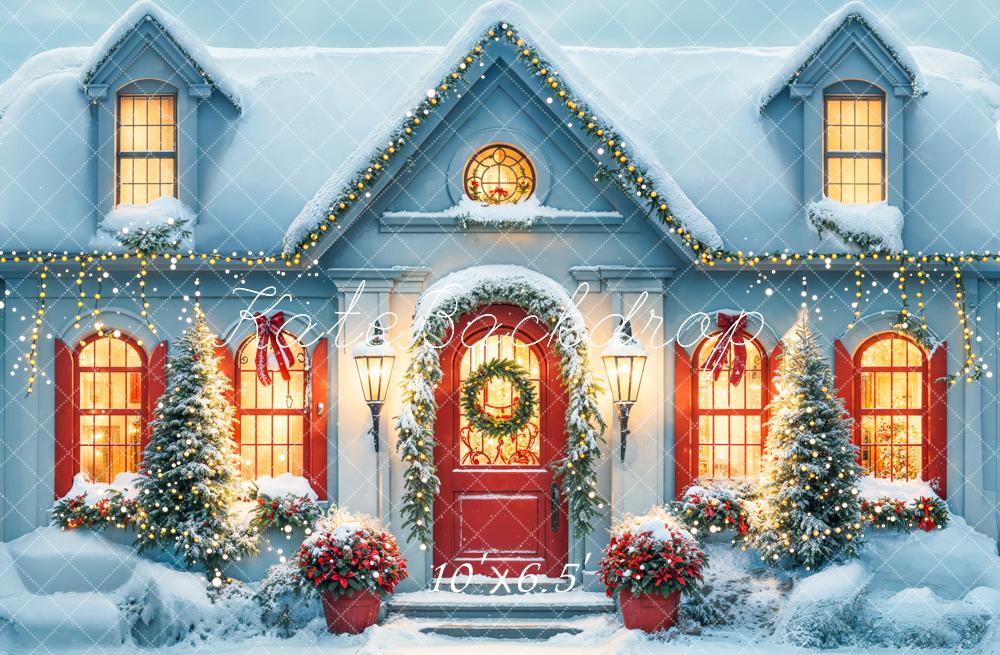On Sale Kate Christmas Snow White House Evening Backdrop Designed by Emetselch -UK