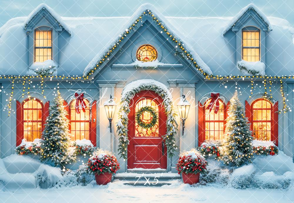 On Sale Kate Christmas Snow White House Evening Backdrop Designed by Emetselch -UK