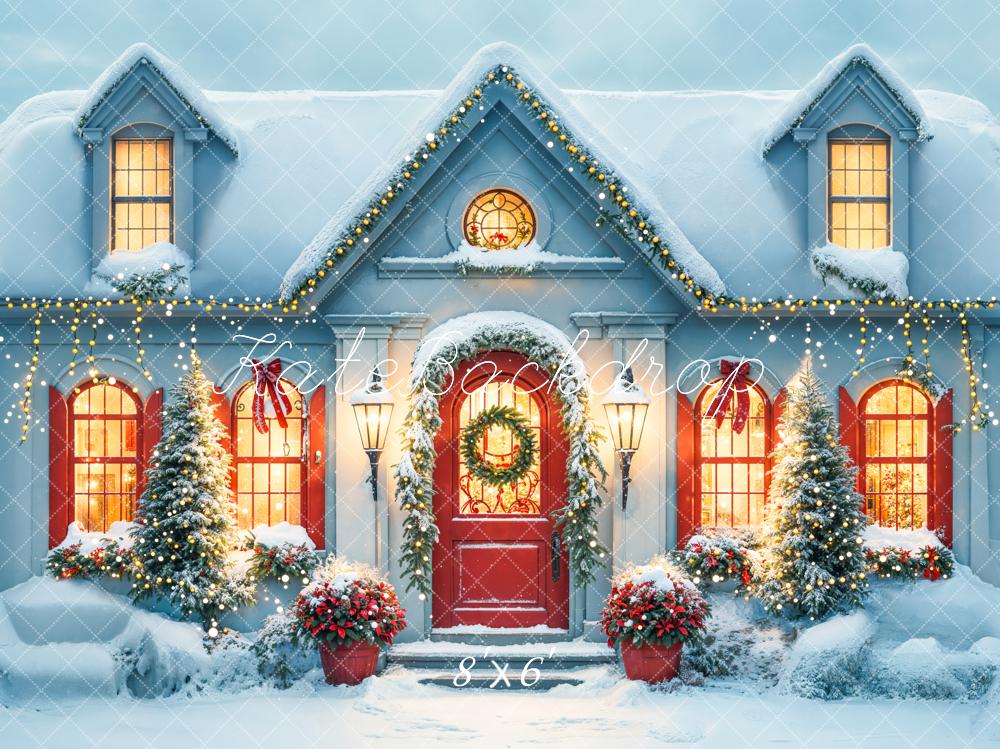 On Sale Kate Christmas Snow White House Evening Backdrop Designed by Emetselch -UK