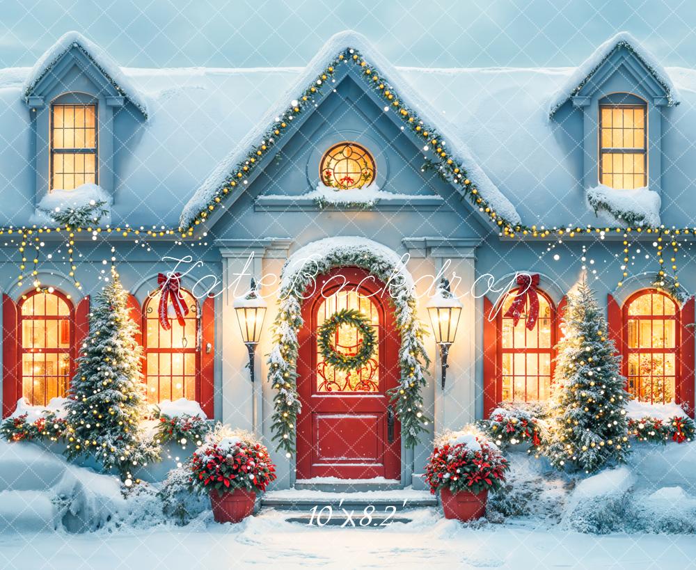 On Sale Kate Christmas Snow White House Evening Backdrop Designed by Emetselch -UK