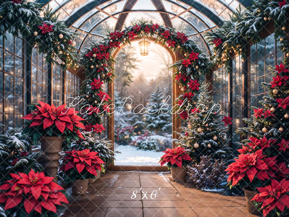 Kate Christmas Glass Greenhouse Plants Backdrop Designed by Emetselch -UK