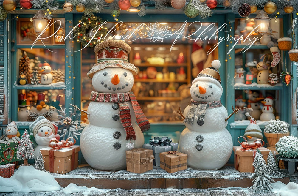 Kate Christmas Happy Snowman Shop Backdrop Designed by Laura Bybee -UK