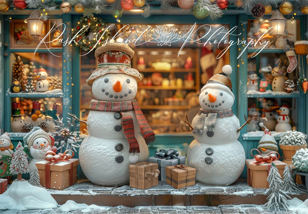 Kate Christmas Happy Snowman Shop Backdrop Designed by Laura Bybee -UK