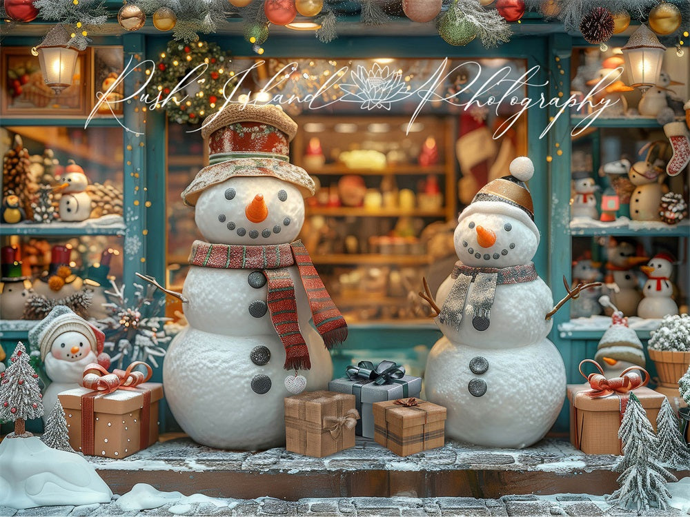 Kate Christmas Happy Snowman Shop Backdrop Designed by Laura Bybee -UK