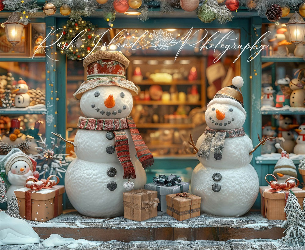 Kate Christmas Happy Snowman Shop Backdrop Designed by Laura Bybee -UK