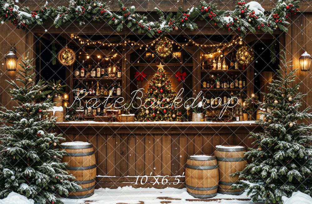 Kate Christmas Tree Wine Shop Snow Backdrop Designed by Emetselch -UK