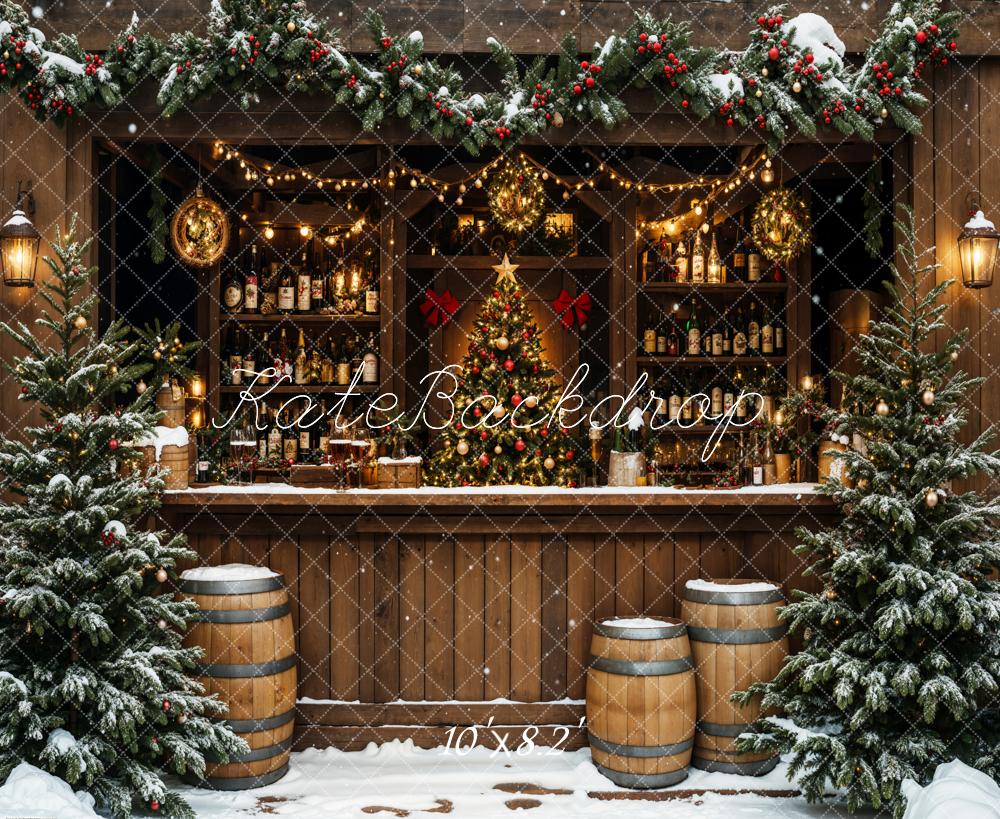 Kate Christmas Tree Wine Shop Snow Backdrop Designed by Emetselch -UK