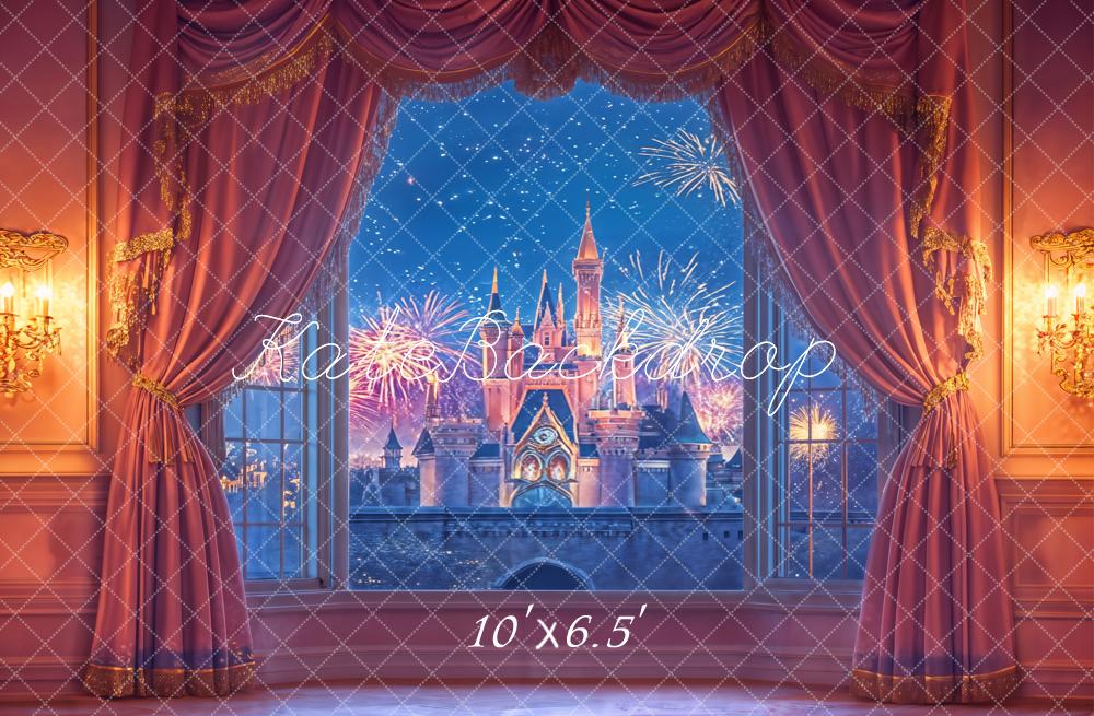 Kate Fantasy Castle Fireworks Vintage Curtains Backdrop Designed by Emetselch -UK