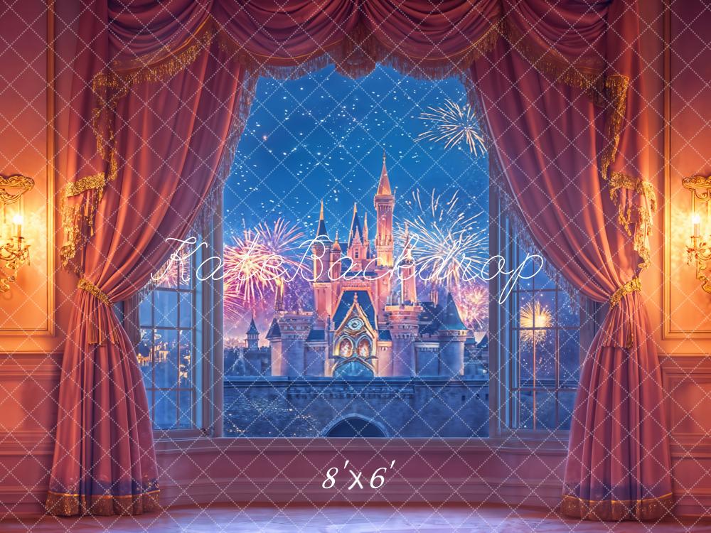 Kate Fantasy Castle Fireworks Vintage Curtains Backdrop Designed by Emetselch -UK