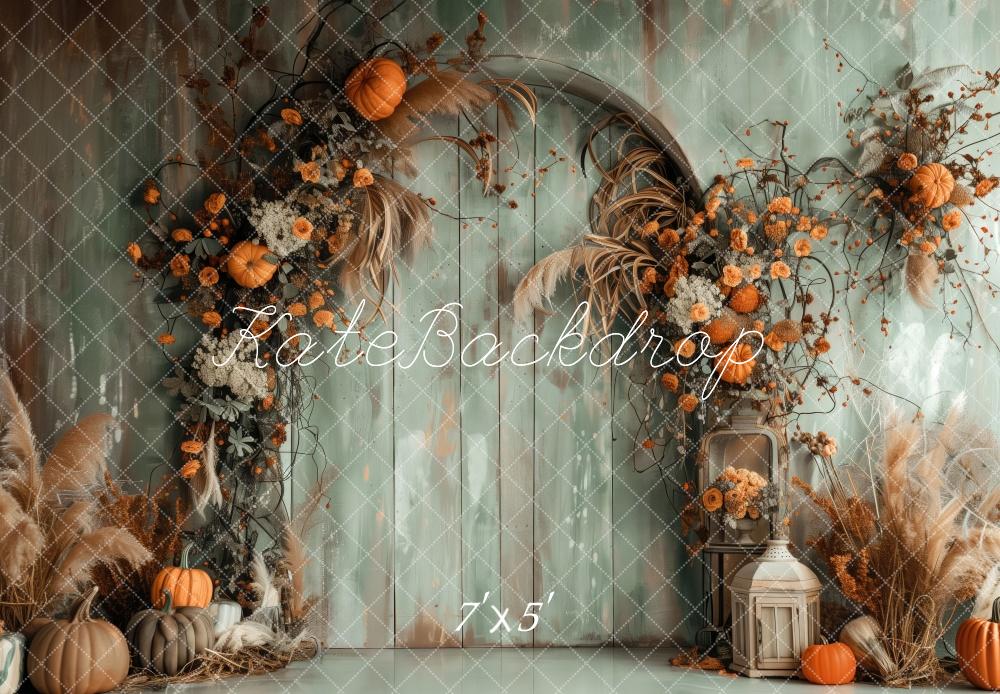 On Sale Kate Autumn Boho Green Wall Arch Pumpkins Backdrop Designed by Patty Robert -UK