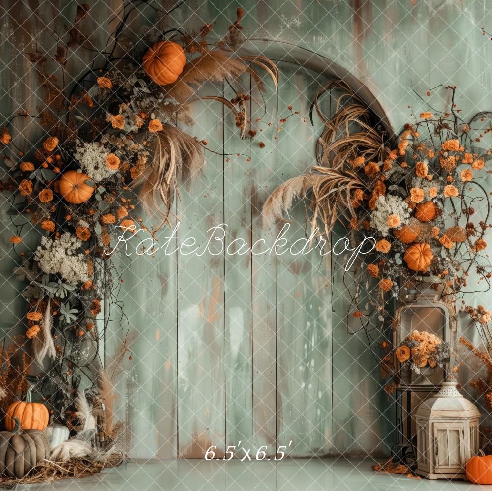 On Sale Kate Autumn Boho Green Wall Arch Pumpkins Backdrop Designed by Patty Robert -UK