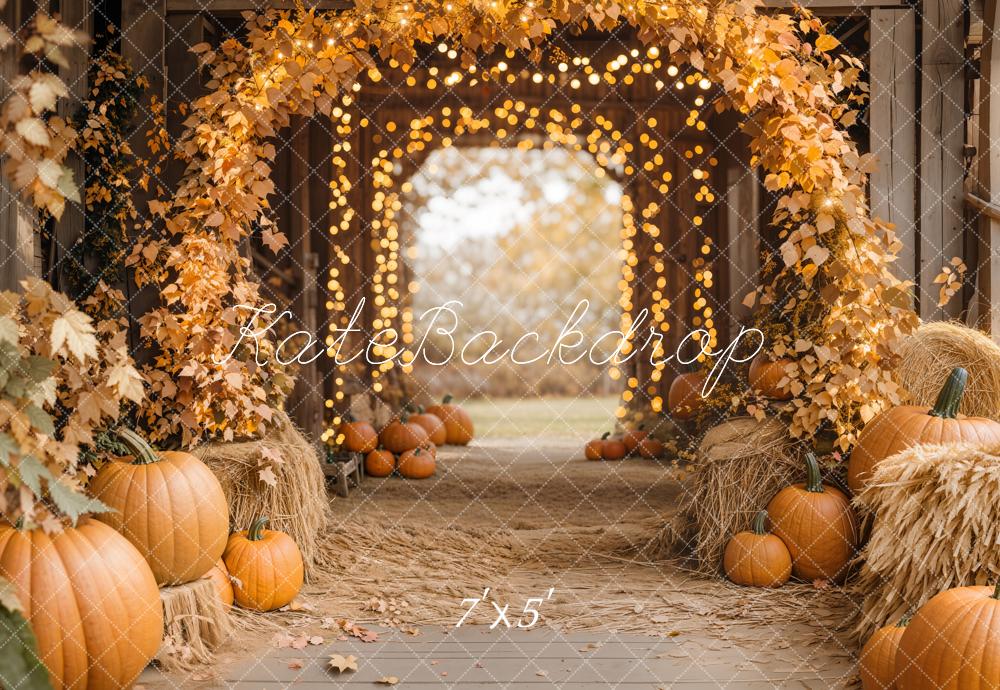 Kate Autumn Maple Arch Pumpkins Barn Backdrop Designed by Emetselch -UK