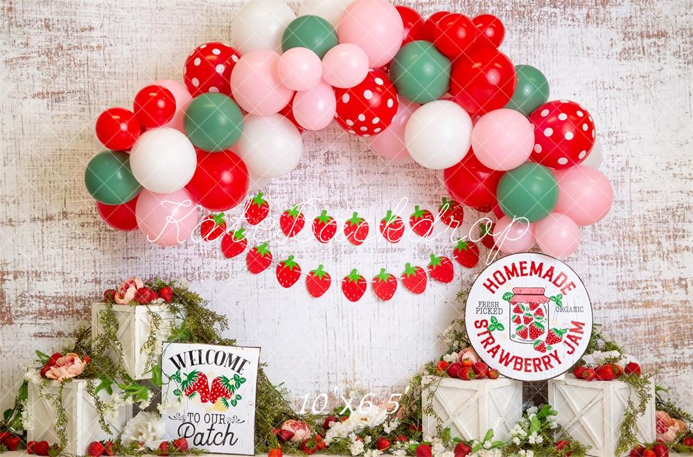 Kate Strawberry Red Balloon Arch Backdrop Designed by Megan Leigh Photography -UK