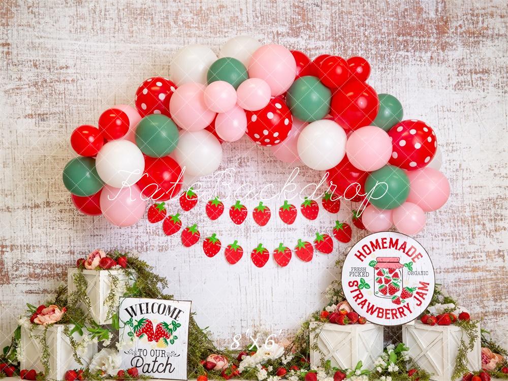 Kate Strawberry Red Balloon Arch Backdrop Designed by Megan Leigh Photography -UK