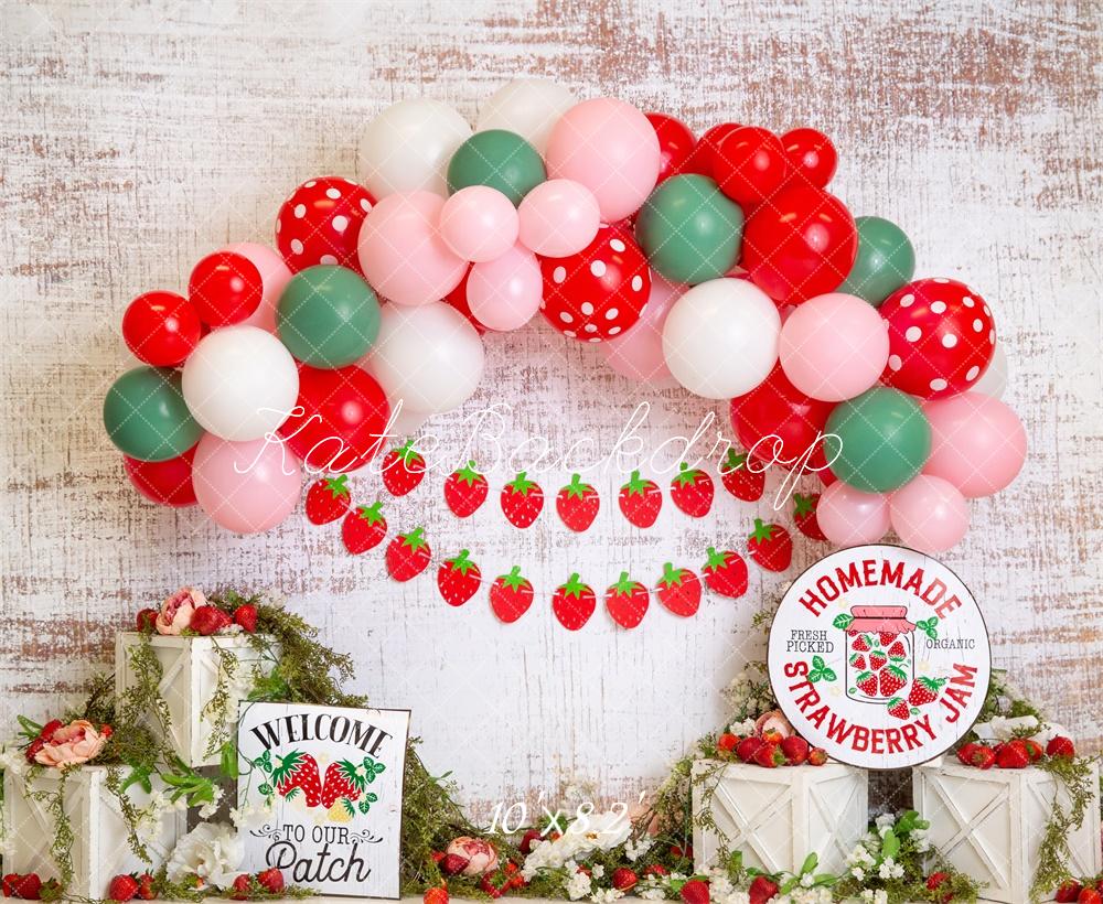 Kate Strawberry Red Balloon Arch Backdrop Designed by Megan Leigh Photography -UK