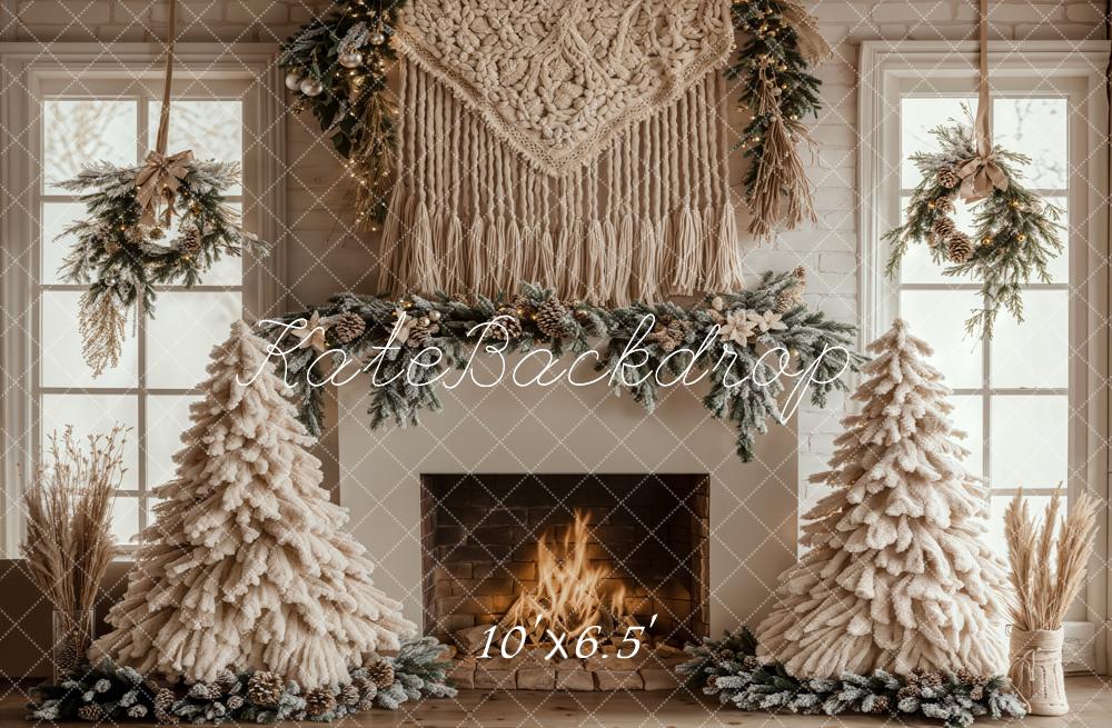 On Sale Kate Christmas Tree Boho Fireplace White Backdrop Designed by Emetselch -UK