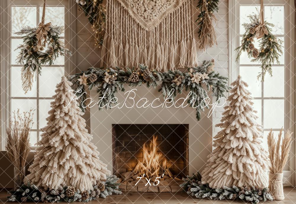 On Sale Kate Christmas Tree Boho Fireplace White Backdrop Designed by Emetselch -UK