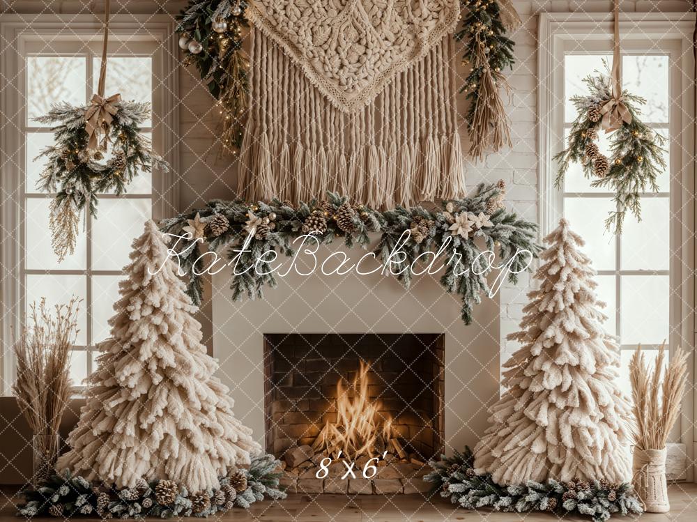 On Sale Kate Christmas Tree Boho Fireplace White Backdrop Designed by Emetselch -UK