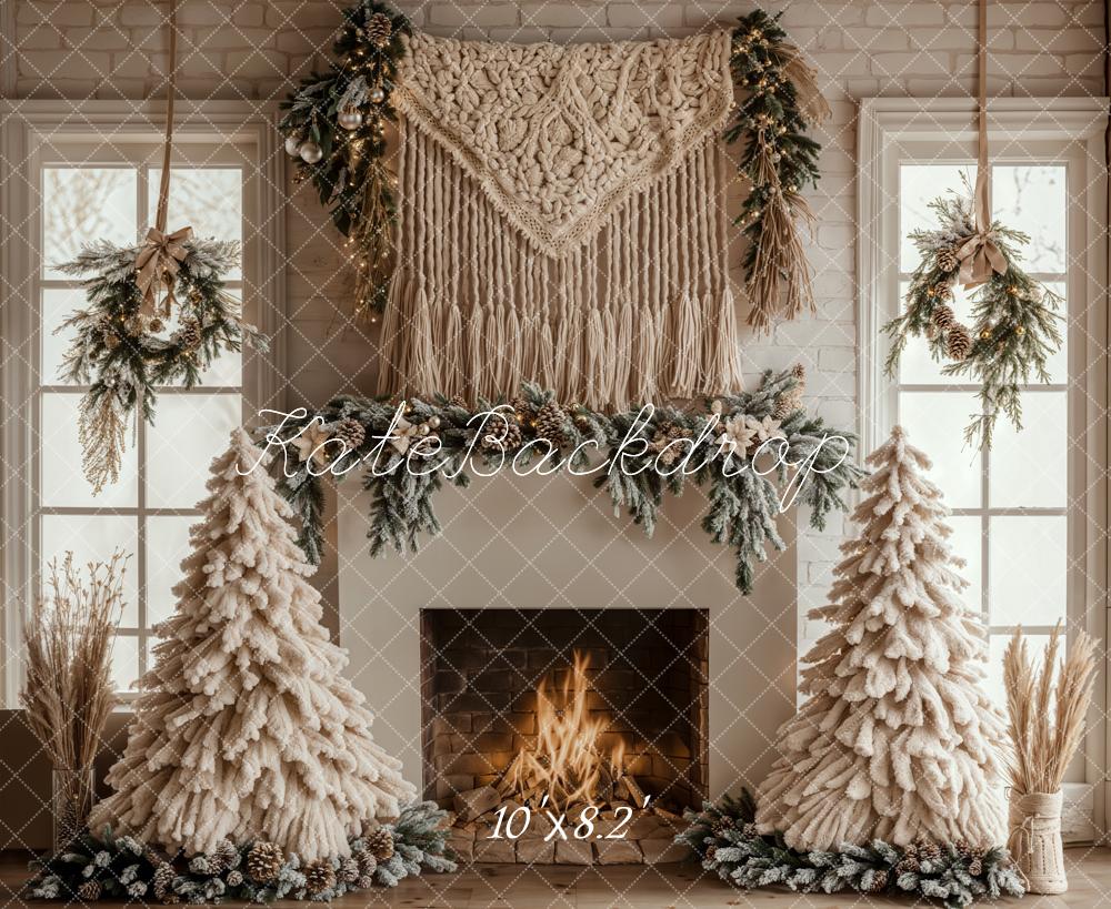 On Sale Kate Christmas Tree Boho Fireplace White Backdrop Designed by Emetselch -UK