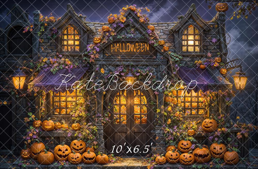 On Sale Kate Halloween Haunted House Pumpkins Backdrop Designed by Emetselch -UK
