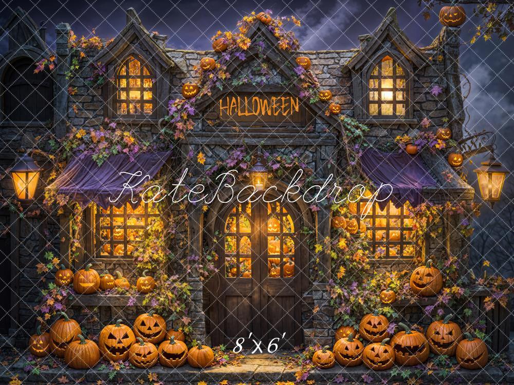 On Sale Kate Halloween Haunted House Pumpkins Backdrop Designed by Emetselch -UK