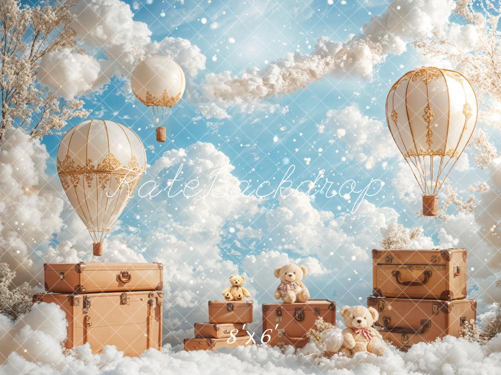 On Sale Kate Hot Air Balloons Clouds Travel Sky Backdrop Designed by Emetselch -UK