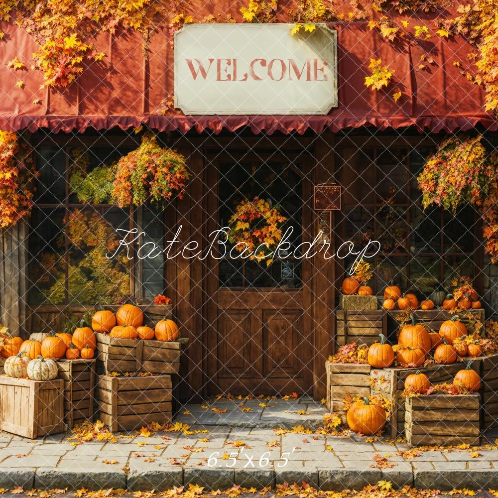 Kate Autumn Pumpkin Shop Maple Leaves Backdrop Designed by Emetselch -UK
