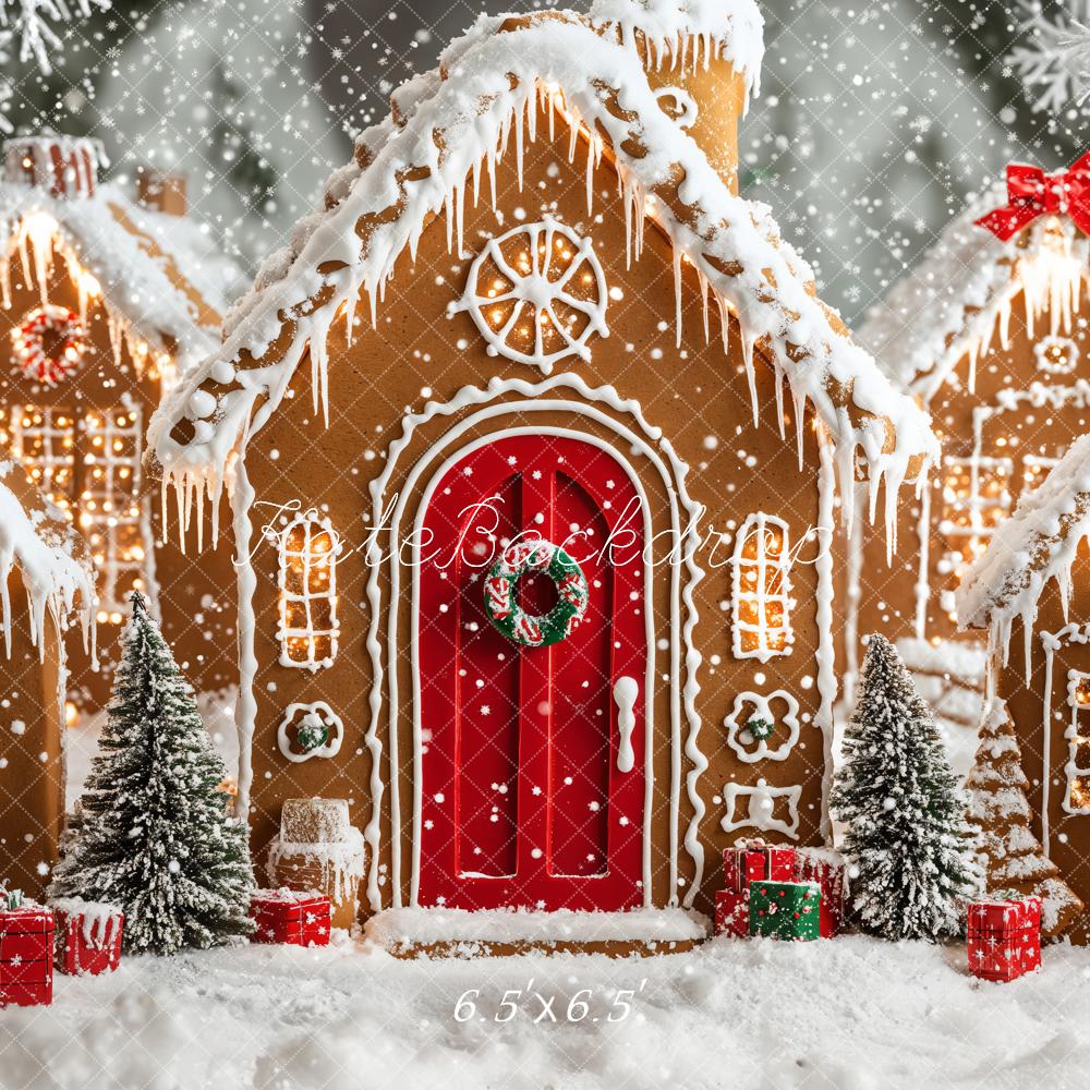 Kate Christmas Gingerbread Houses Snowy Backdrop Designed by Emetselch -UK