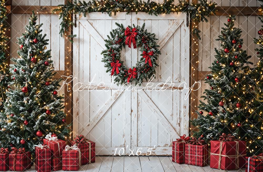 Lightning Deals Kate Christmas Tree White Barn Door Backdrop Designed by Emetselch -UK