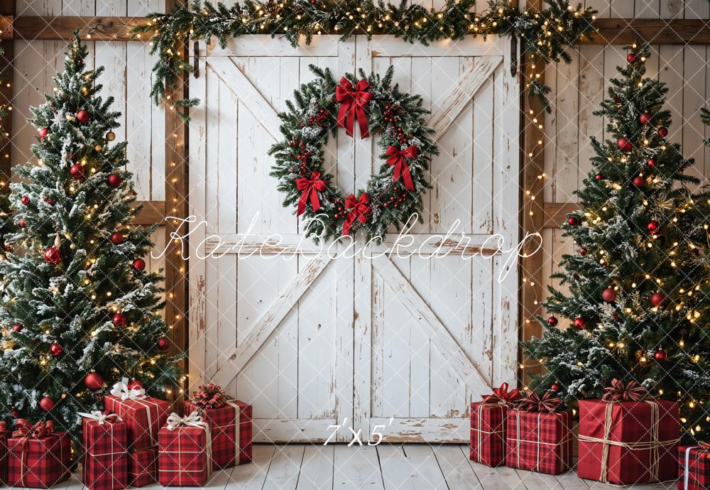 Lightning Deals Kate Christmas Tree White Barn Door Backdrop Designed by Emetselch -UK