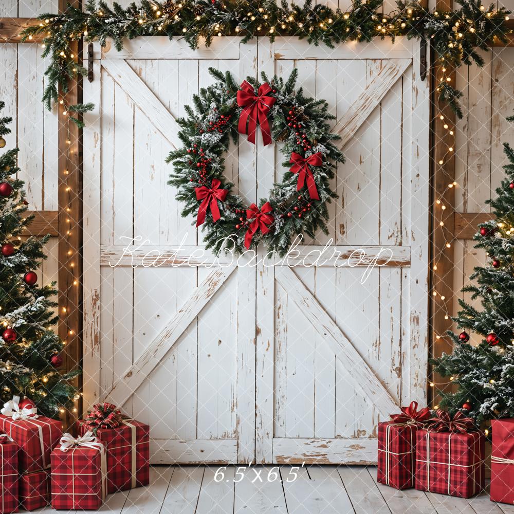 Lightning Deals Kate Christmas Tree White Barn Door Backdrop Designed by Emetselch -UK