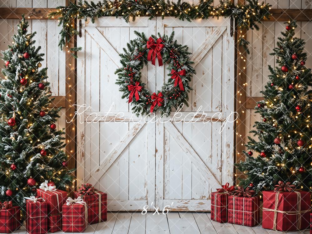 Lightning Deals Kate Christmas Tree White Barn Door Backdrop Designed by Emetselch -UK